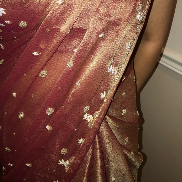 Red Gold Sari From Mumbai, India 🇮🇳 Like New! - Picture 2 of 7